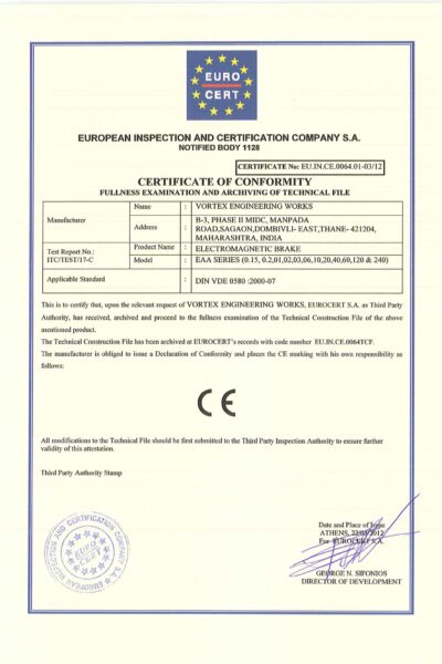 C.E.Certificate-EAA-Brake